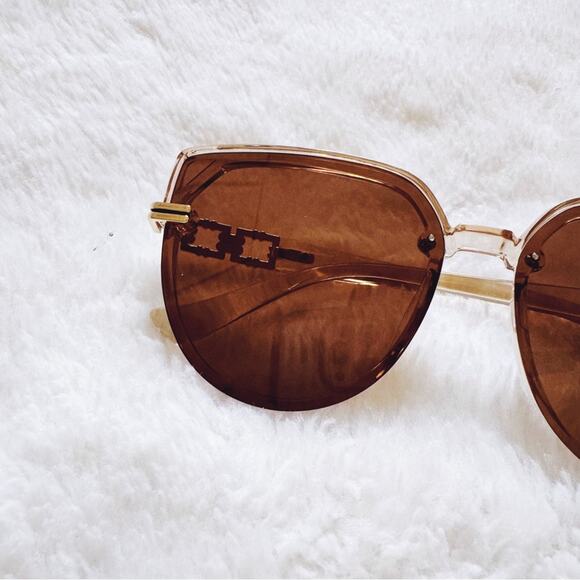 Genevieve Light Brown Rimless Polarized Sunglasses - Picture 2 of 11